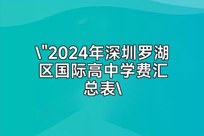 2024年深圳罗湖区国际高中学费概览：择校指南