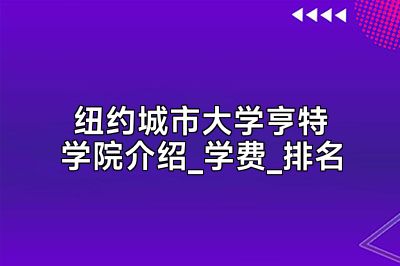 纽约城市大学亨特学院介绍_学费_排名