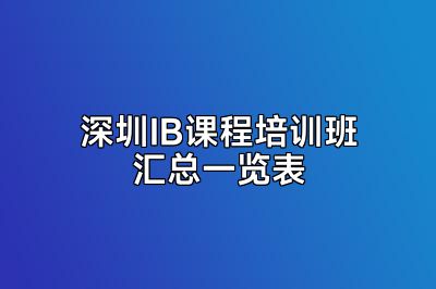 深圳IB课程培训班汇总一览表