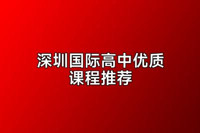 深圳国际高中优质课程推荐