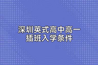 深圳英式高中高一插班入学条件