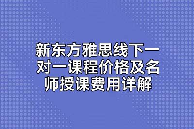 新东方雅思线下一对一课程价格及名师授课费用详解