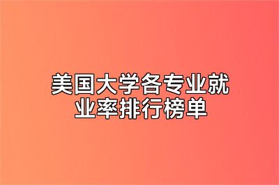 美国大学各专业就业率排行榜单