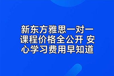 新东方雅思一对一课程价格全公开 安心学习费用早知道