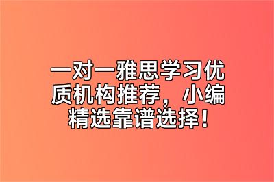 一对一雅思学习优质机构推荐，小编精选靠谱选择！