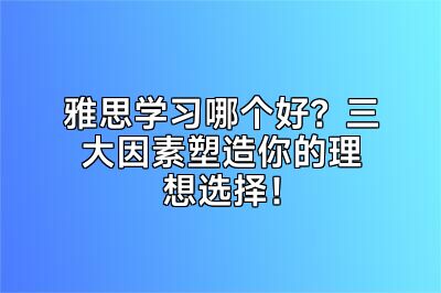 雅思学习哪个好？三大因素塑造你的理想选择！