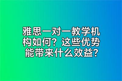雅思一对一教学机构如何？这些优势能带来什么效益？