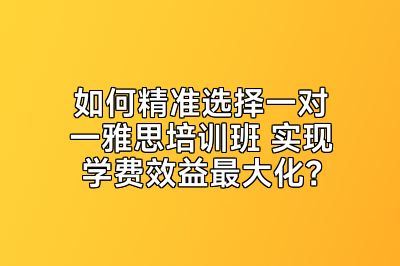 如何精准选择一对一雅思培训班 实现学费效益最大化？