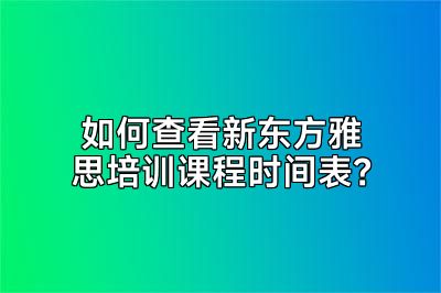 如何查看新东方雅思培训课程时间表？