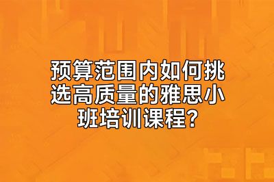 预算范围内如何挑选高质量的雅思小班培训课程？