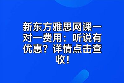 新东方雅思网课一对一费用：听说有优惠？详情点击查收！