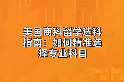 美国商科留学选科指南：如何精准选择专业科目