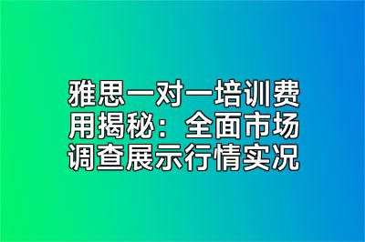 雅思一对一培训费用揭秘：全面市场调查展示行情实况