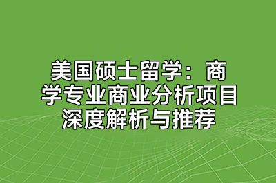 美国硕士留学：商学专业商业分析项目深度解析与推荐