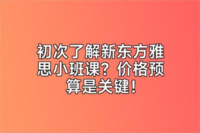 初次了解新东方雅思小班课？价格预算是关键！