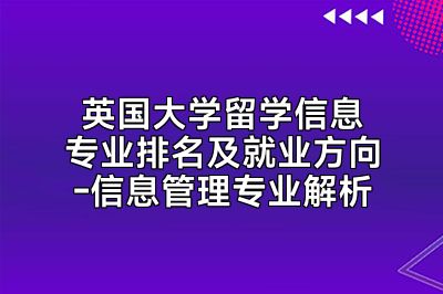 英国大学留学信息专业排名及就业方向-信息管理专业解析