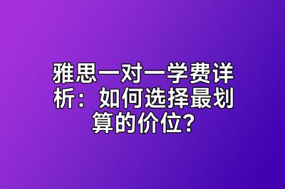 雅思一对一学费详析：如何选择最划算的价位？