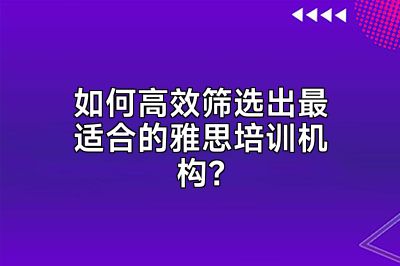 如何高效筛选出最适合的雅思培训机构？