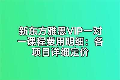 新东方雅思VIP一对一课程费用明细：各项目详细定价