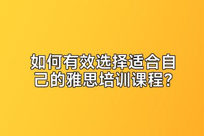 如何有效选择适合自己的雅思培训课程？