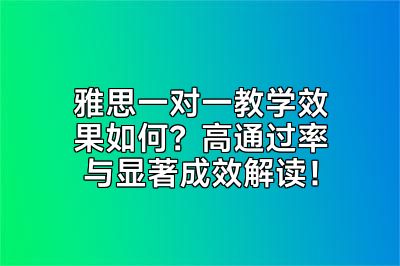 雅思一对一教学效果如何？高通过率与显著成效解读！